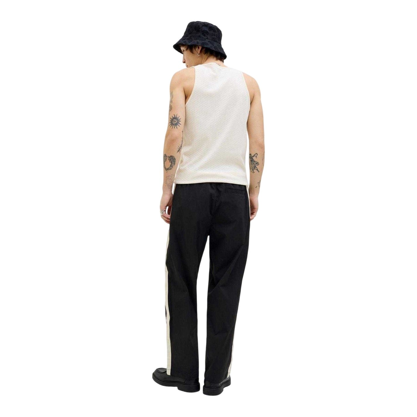 Black - Back - Jack And Jones Mens Owen Stripe Wide Leg Joggers