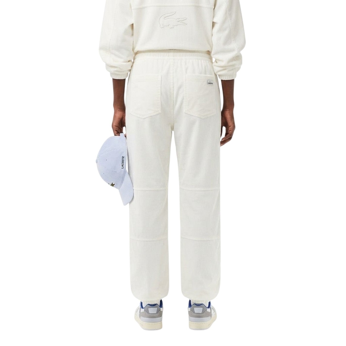 White - Back - Lacoste Womens-Ladies Fleece Solid Joggers