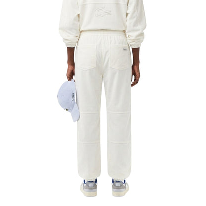 White - Back - Lacoste Womens-Ladies Fleece Solid Joggers