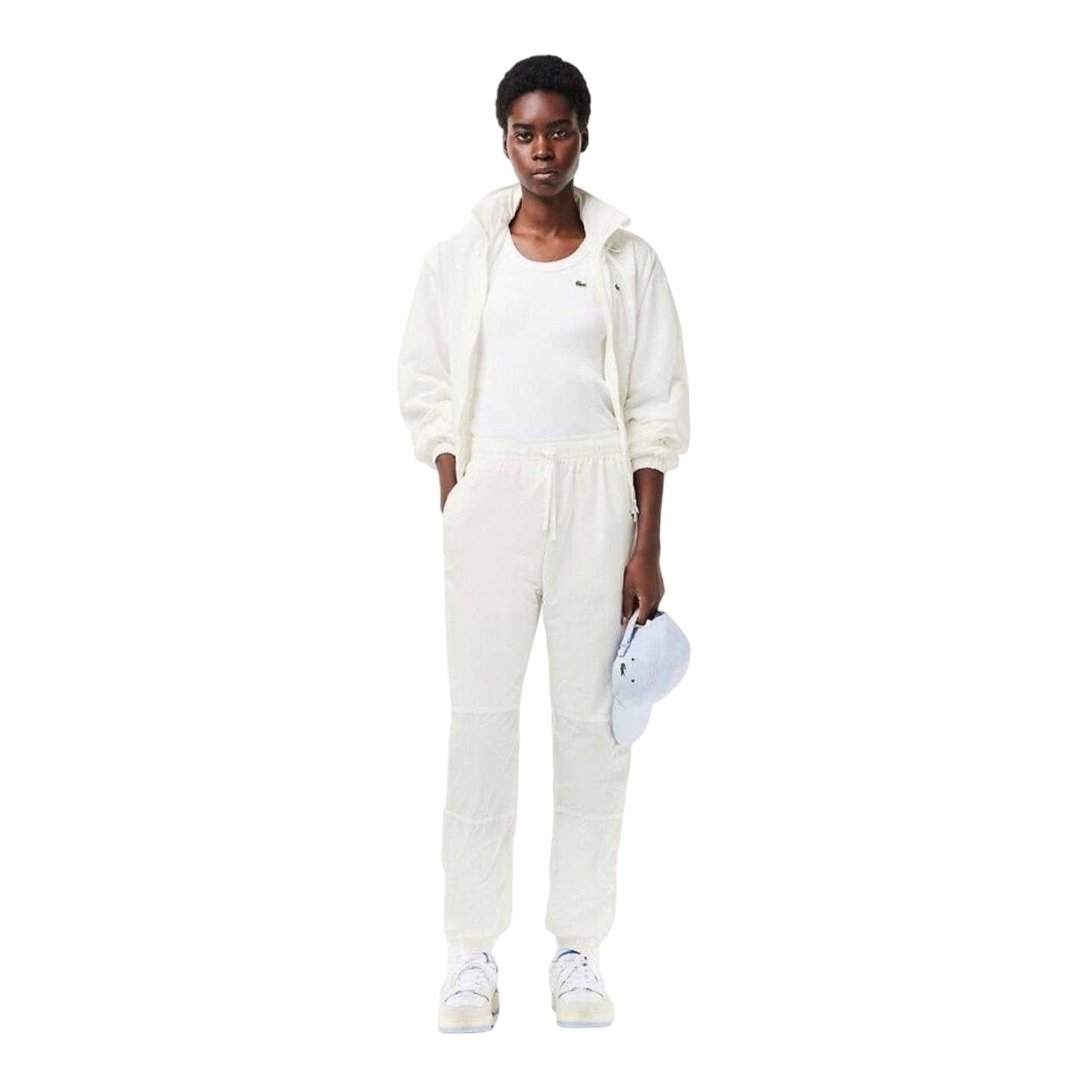 White - Lifestyle - Lacoste Womens-Ladies Fleece Solid Joggers