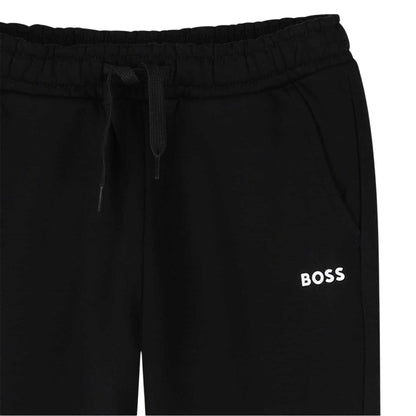 Black - Side - Boss Childrens-Kids Colour Block Joggers