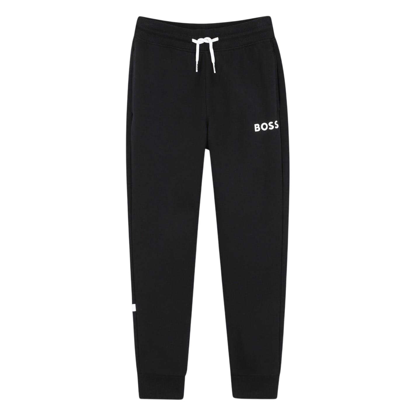 Black - Front - Boss Childrens-Kids Wordmark Slim Joggers
