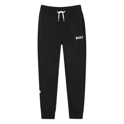 Black - Front - Boss Childrens-Kids Wordmark Slim Joggers