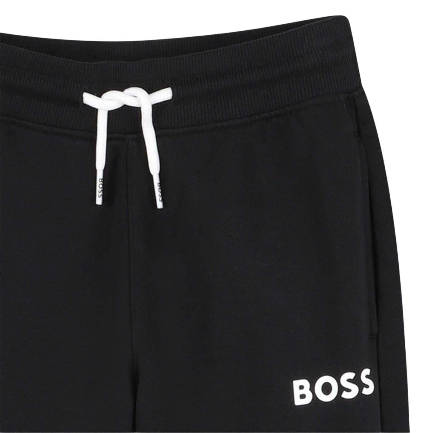 Black - Side - Boss Childrens-Kids Wordmark Slim Joggers