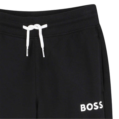 Black - Side - Boss Childrens-Kids Wordmark Slim Joggers