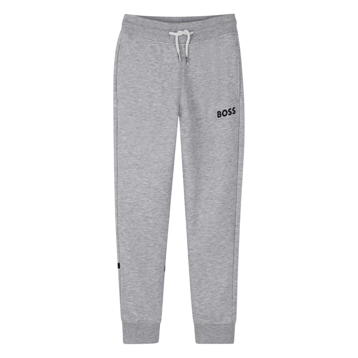 Grey - Front - Boss Childrens-Kids Wordmark Slim Joggers