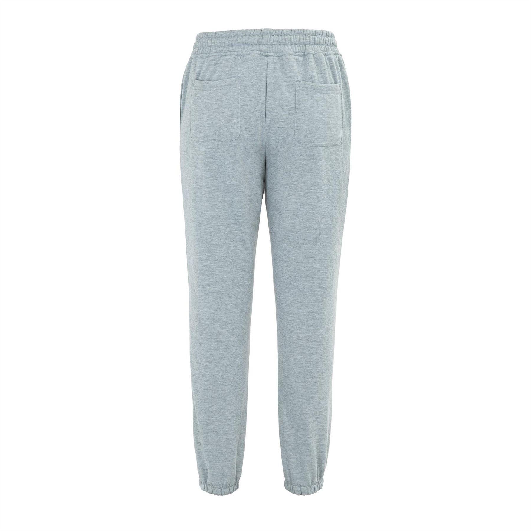 Light Grey - Back - SoulCal Womens-Ladies Fleece Plain Joggers
