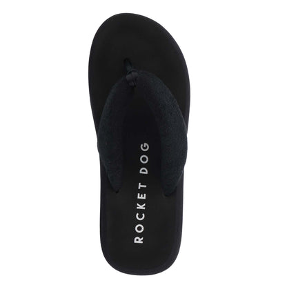 Black - Side - Rocket Dog Womens-Ladies Sunset Puffer Flip Flops