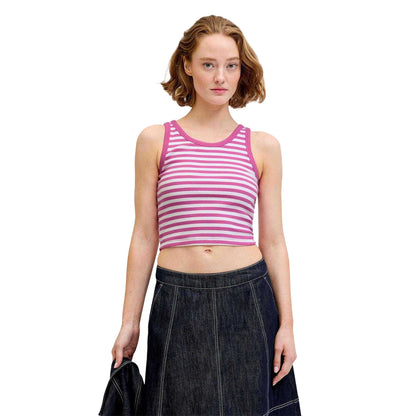White-Fuchsia - Side - JJXX Womens-Ladies Fallon Striped Tank Top