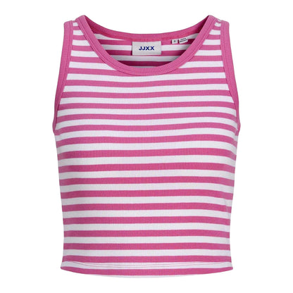 White-Fuchsia - Front - JJXX Womens-Ladies Fallon Striped Tank Top
