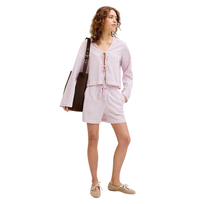 Pink Lady - Side - JJXX Womens-Ladies Zoe Seersucker Stripe Shorts