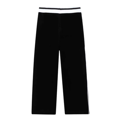 Black - Back - Hugo Childrens-Kids Stripe Detail Wide Leg Joggers