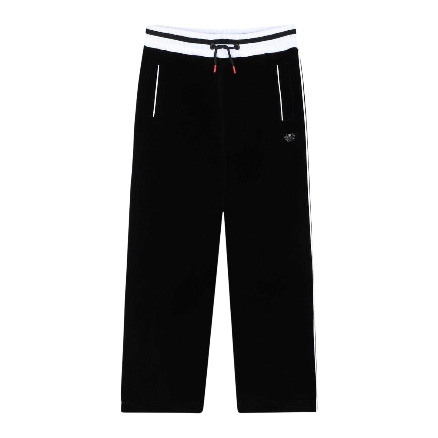 Black - Front - Hugo Childrens-Kids Stripe Detail Wide Leg Joggers