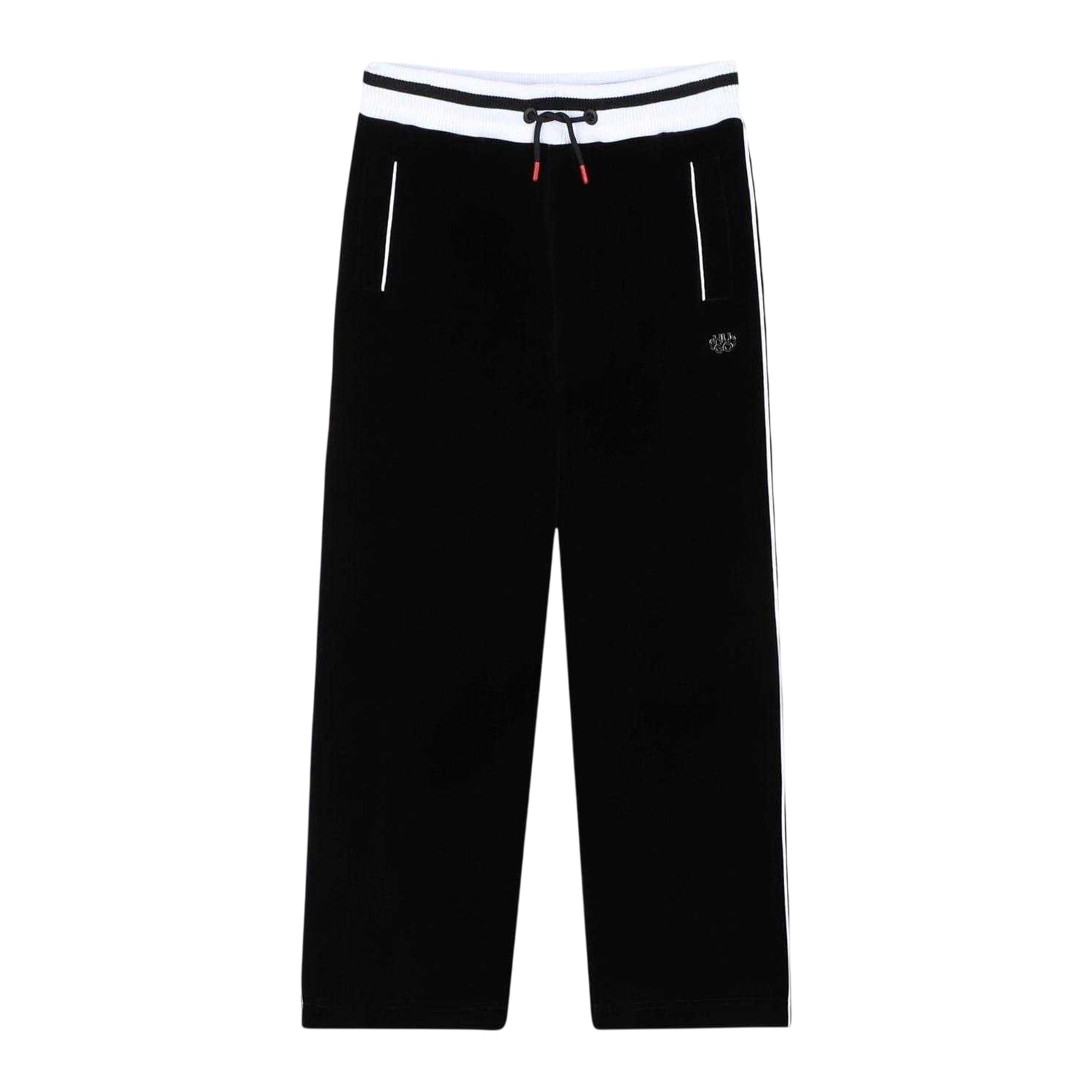 Black - Front - Hugo Childrens-Kids Stripe Detail Wide Leg Joggers