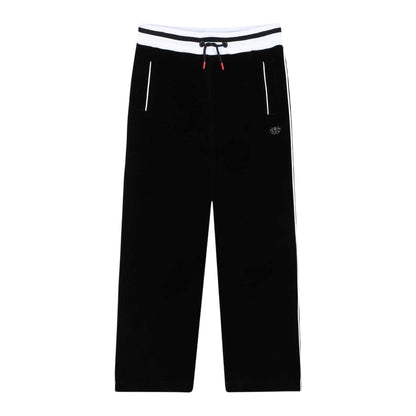 Black - Front - Hugo Childrens-Kids Stripe Detail Wide Leg Joggers