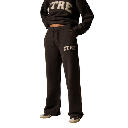 Brown - Side - Couture Club Womens-Ladies CTRE Knitted Joggers