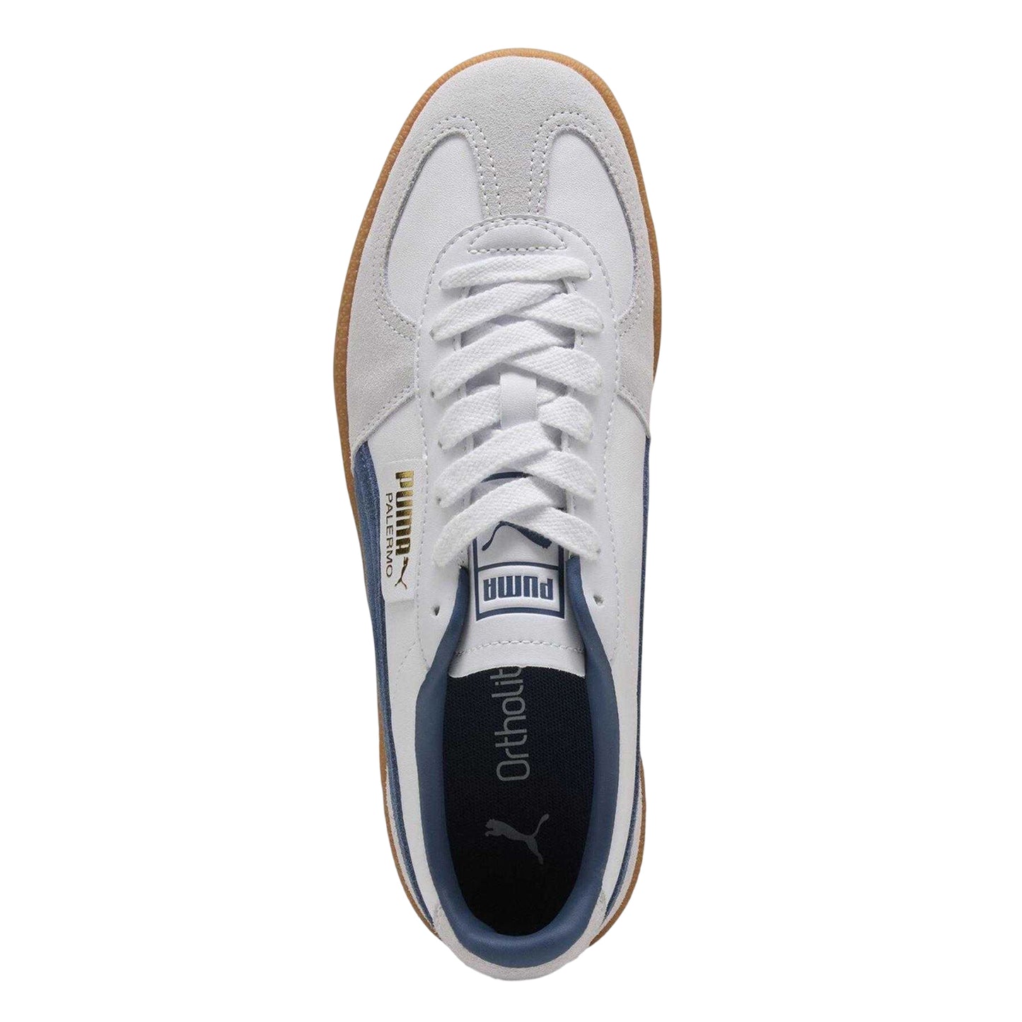 White-White-Blue - Side - Puma Mens Palermo Leather Trainers
