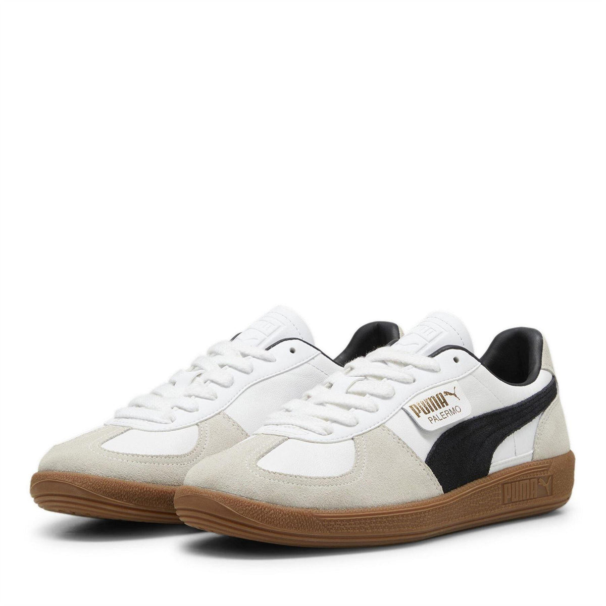White-Gum - Front - Puma Mens Palermo Leather Trainers