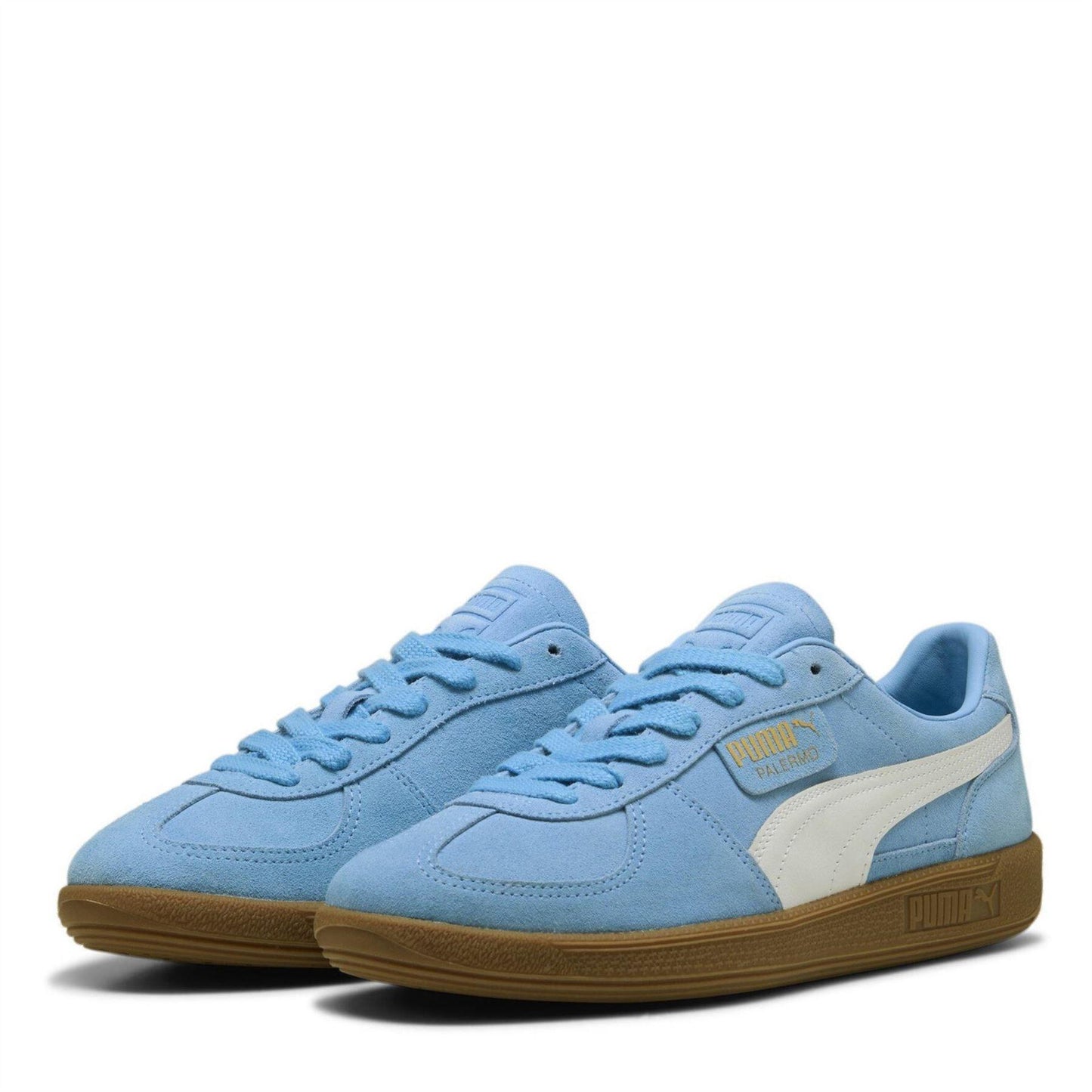 Blue-White - Front - Puma Mens Palermo Leather Trainers