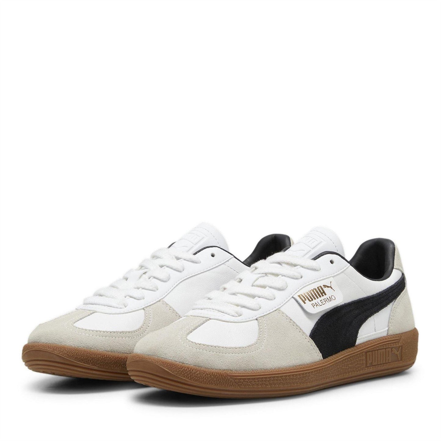 White-Chive - Front - Puma Mens Palermo Leather Trainers