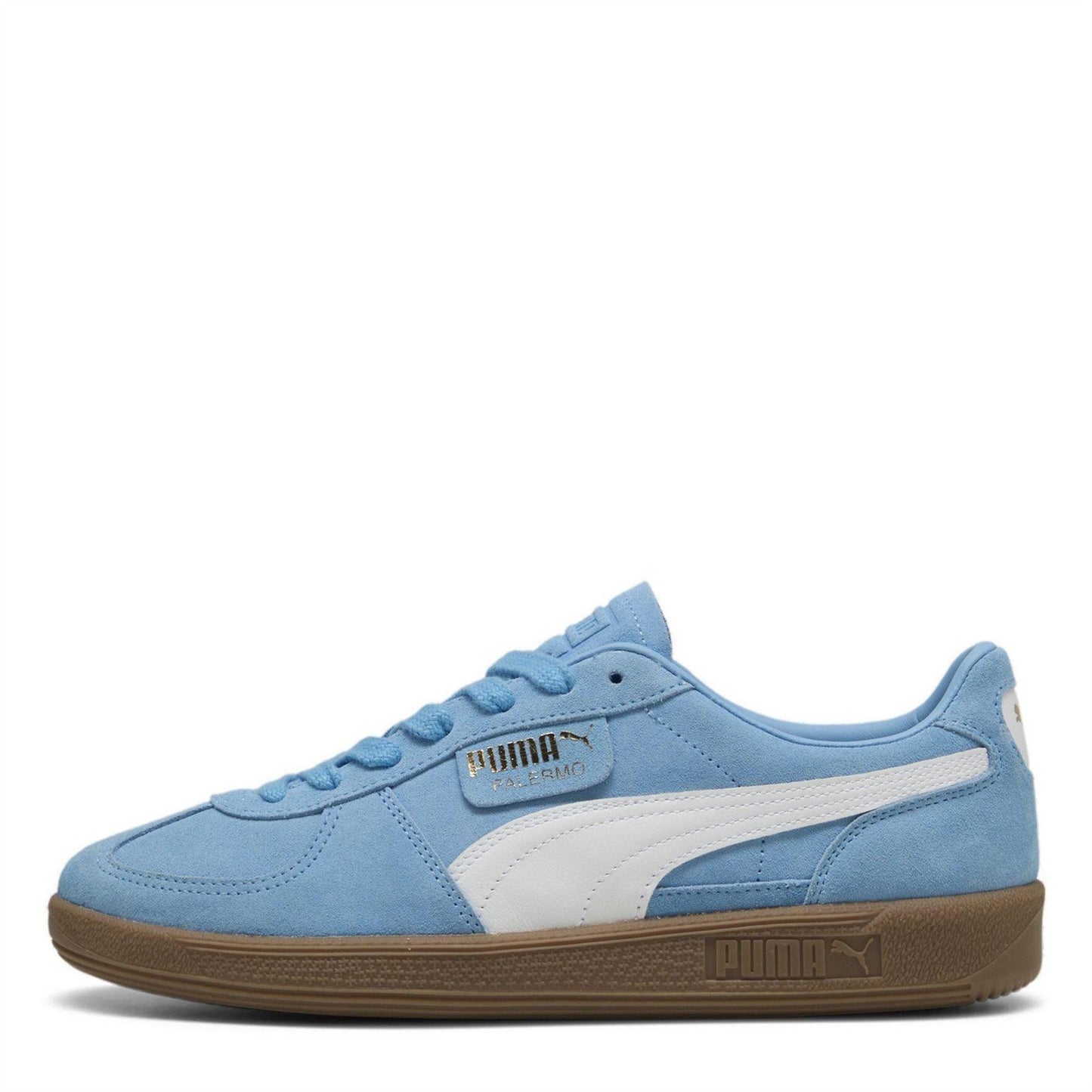 Blue-White - Back - Puma Mens Palermo Leather Trainers