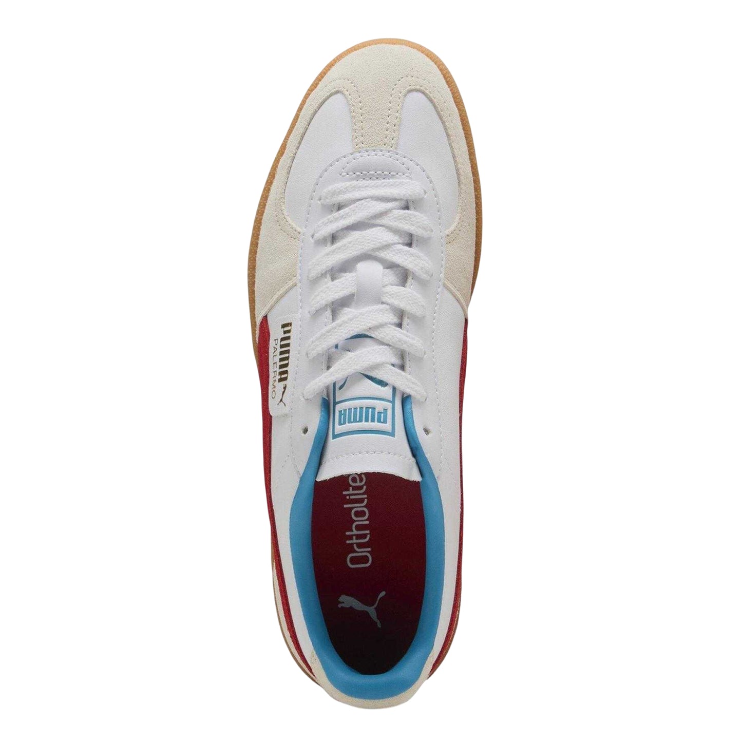White-Red - Side - Puma Mens Palermo Leather Trainers
