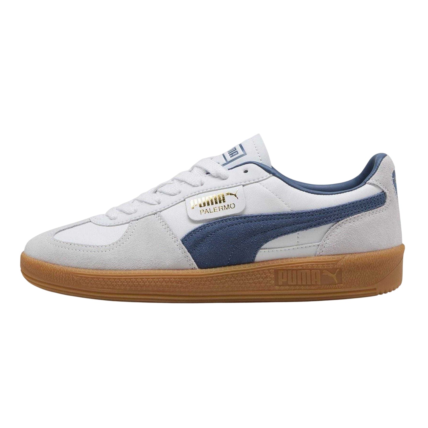 White-White-Blue - Back - Puma Mens Palermo Leather Trainers