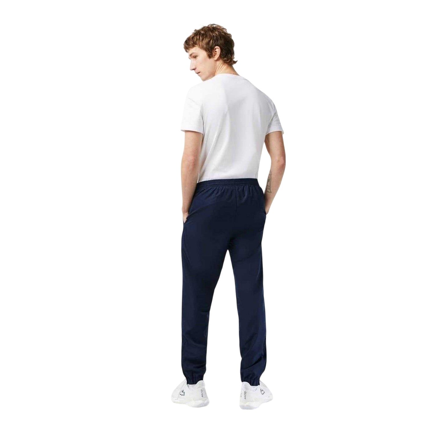 Navy - Back - Lacoste Mens Taffeta Logo Tracksuit Bottoms