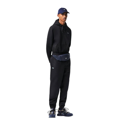 Black - Side - Lacoste Mens Taffeta Logo Tracksuit Bottoms