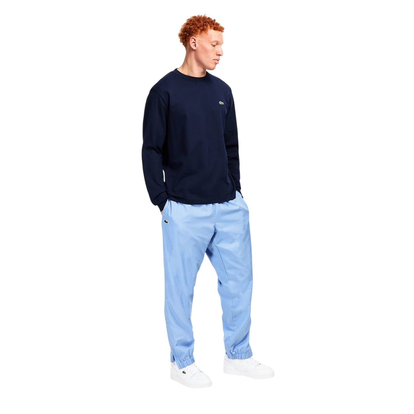 Blue - Side - Lacoste Mens Taffeta Logo Tracksuit Bottoms