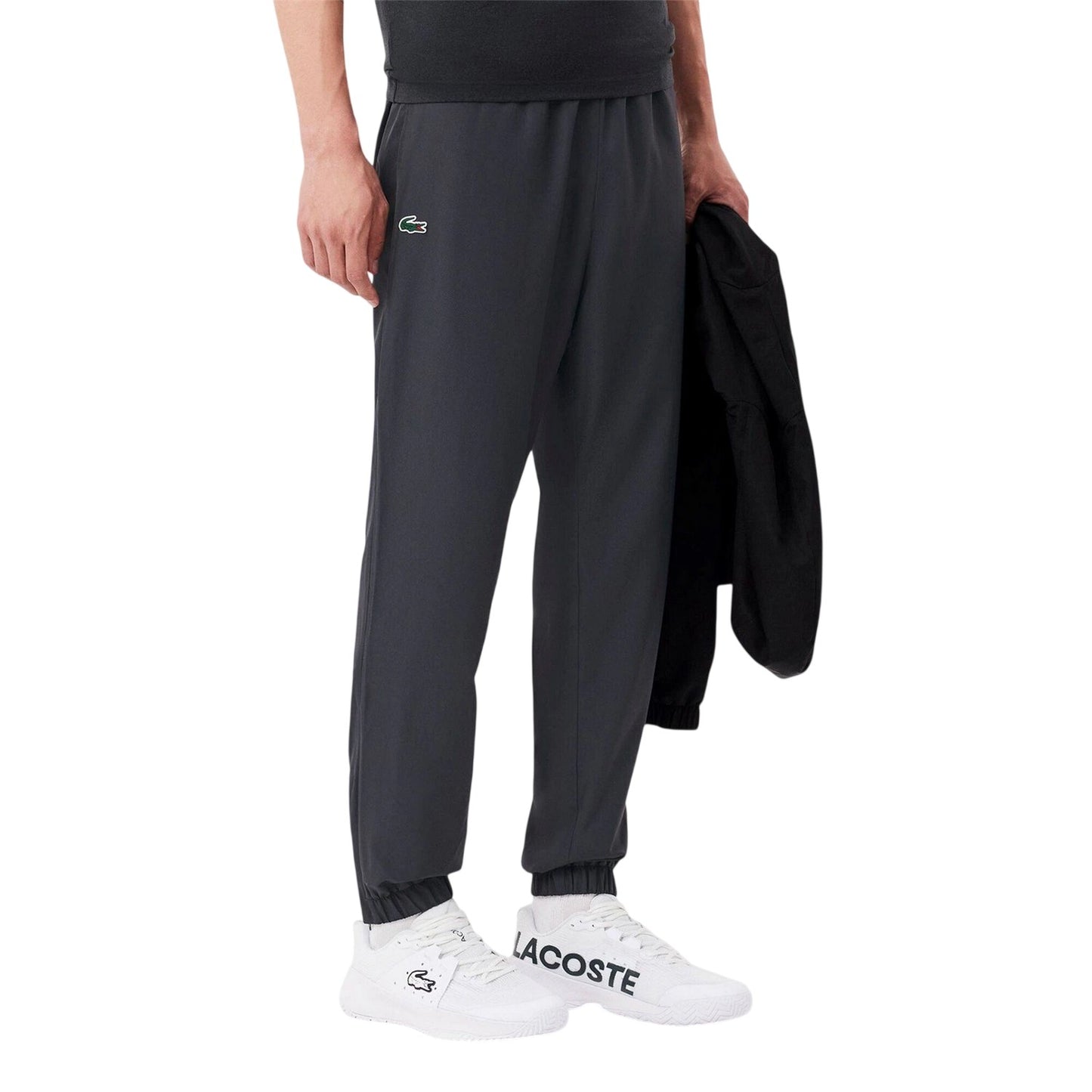 Graphite Grey - Back - Lacoste Mens Taffeta Logo Tracksuit Bottoms