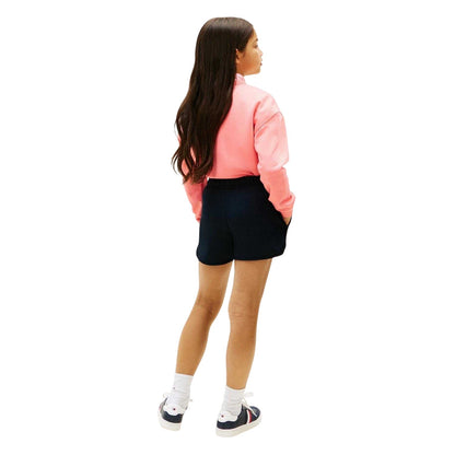 Night Navy - Back - Tommy Hilfiger Girls Fleece Cursive Logo Shorts