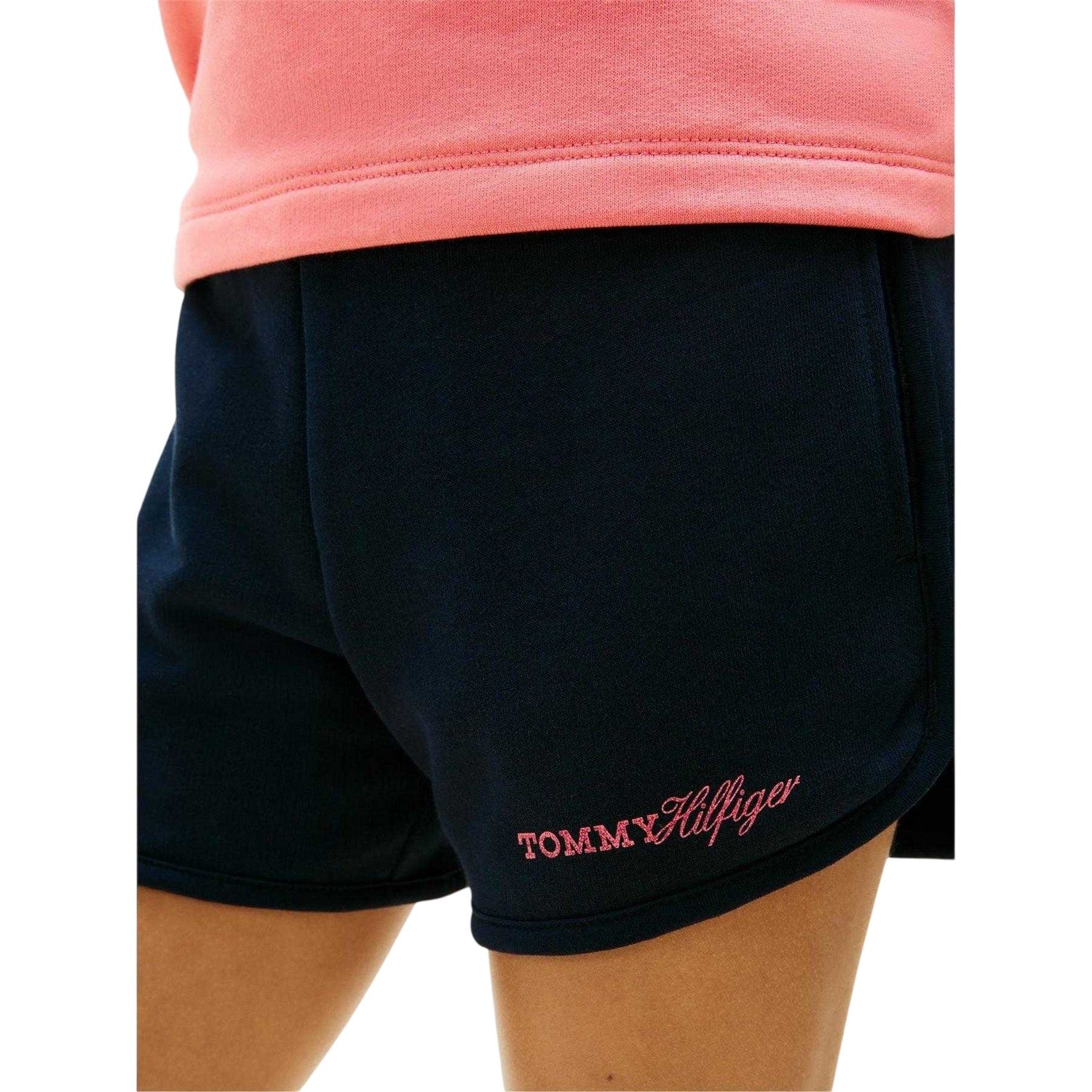 Night Navy - Side - Tommy Hilfiger Girls Fleece Cursive Logo Shorts
