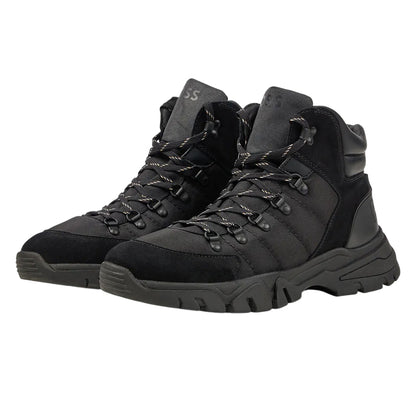 Black - Front - Boss Mens Chester Leather Ankle Boots