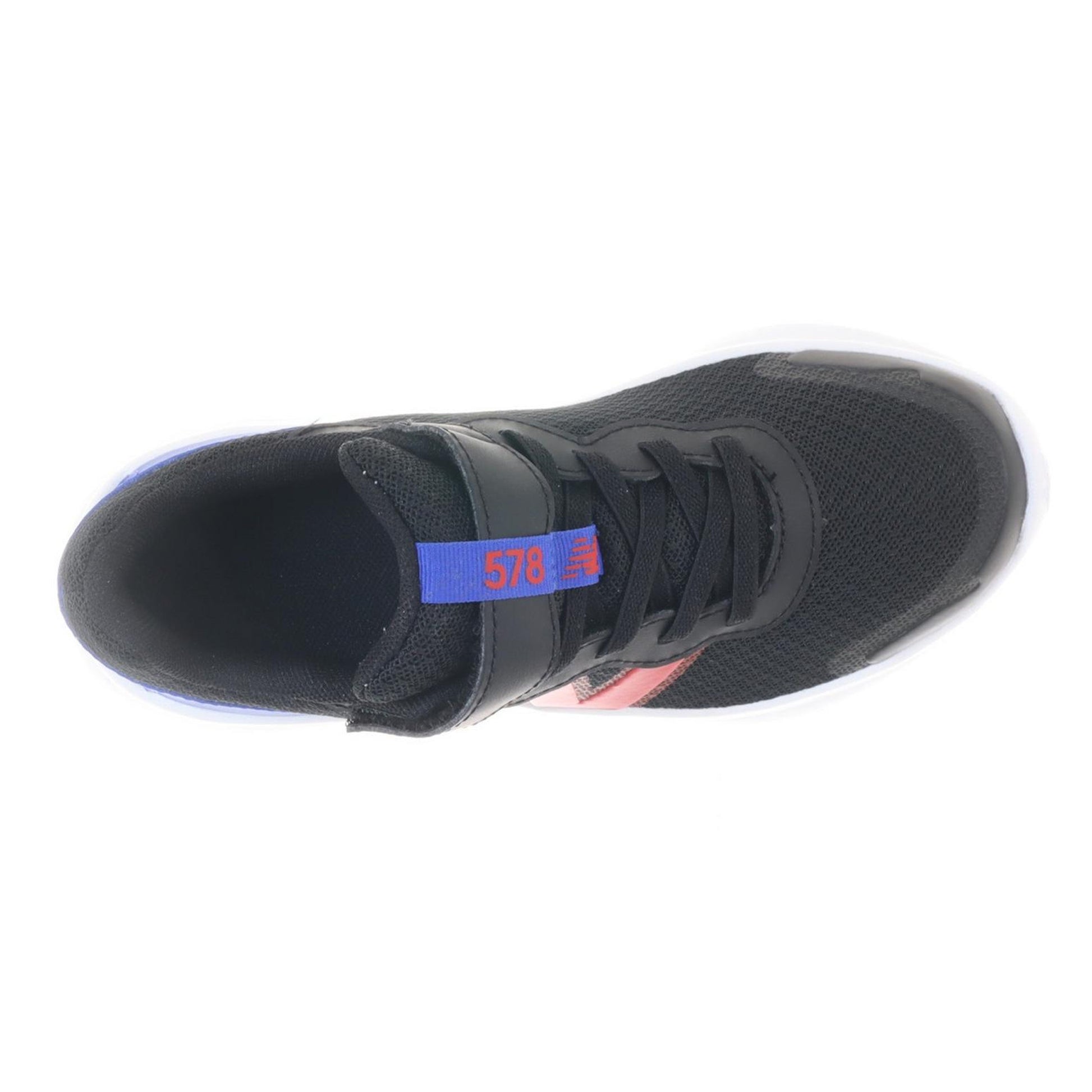 Black-Red-Blue - Side - New Balance Childrens-Kids Round Toe Trainers