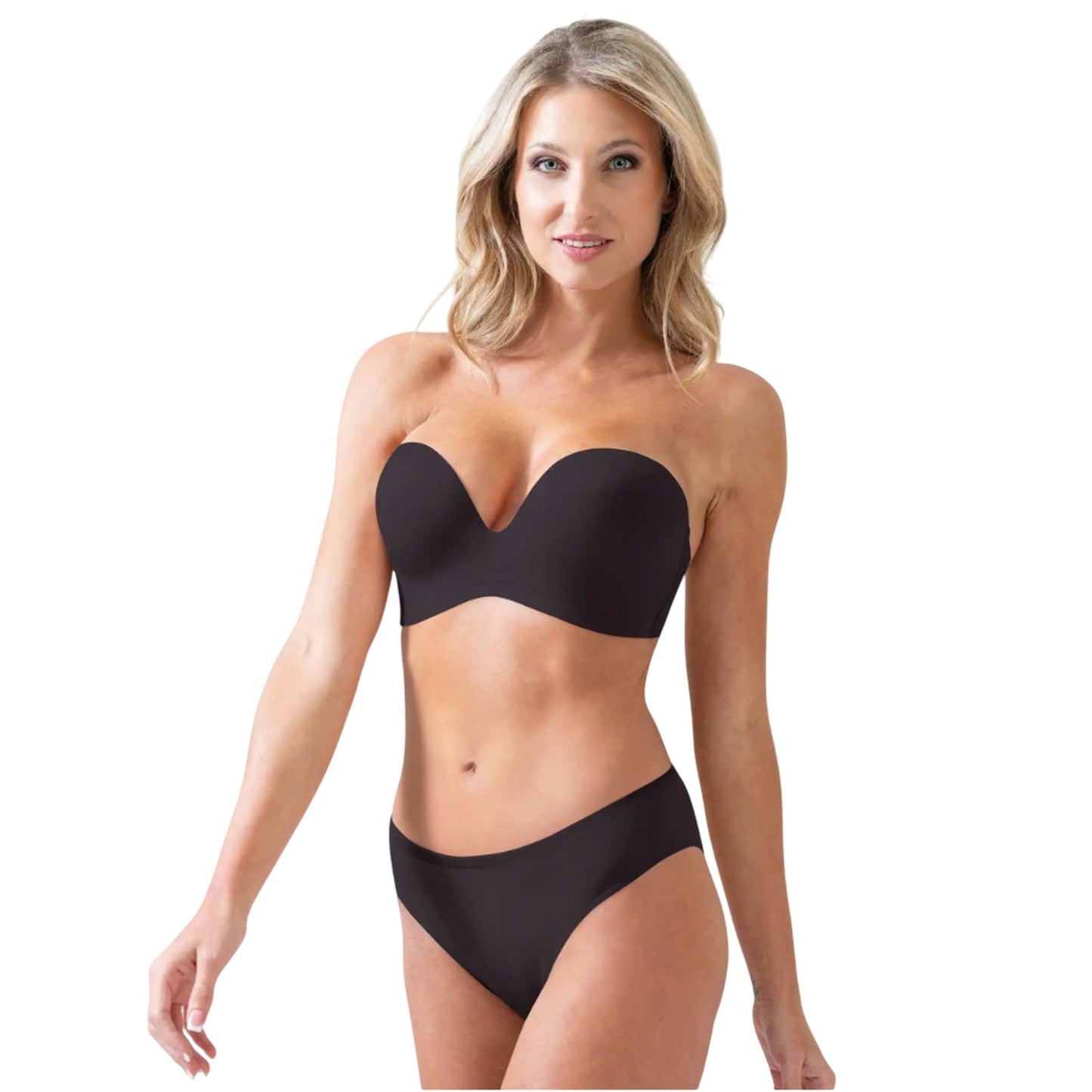 Black - Side - Wonderbra Womens-Ladies Strapless Push Up Bra