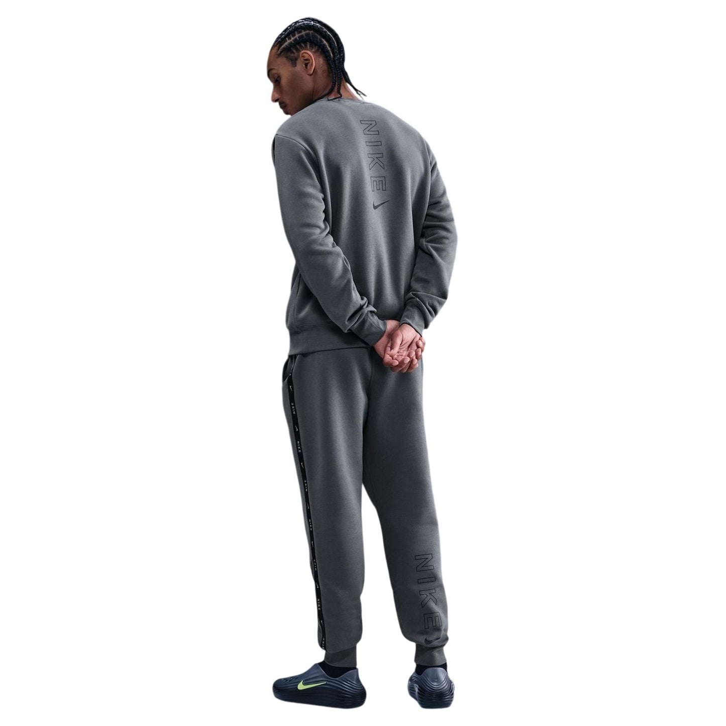 Iron Grey-Black Marl - Back - Nike Mens Tech Cotton Blend Jogging Bottoms