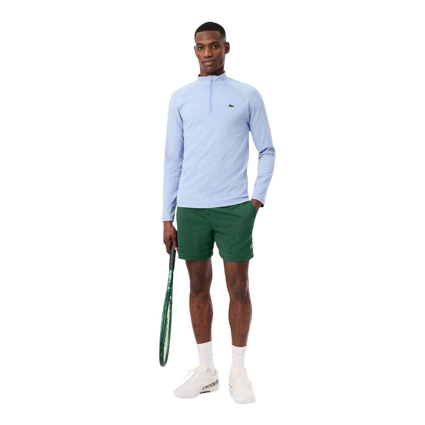 Green - Side - Lacoste Mens Tech Performance Tennis Shorts