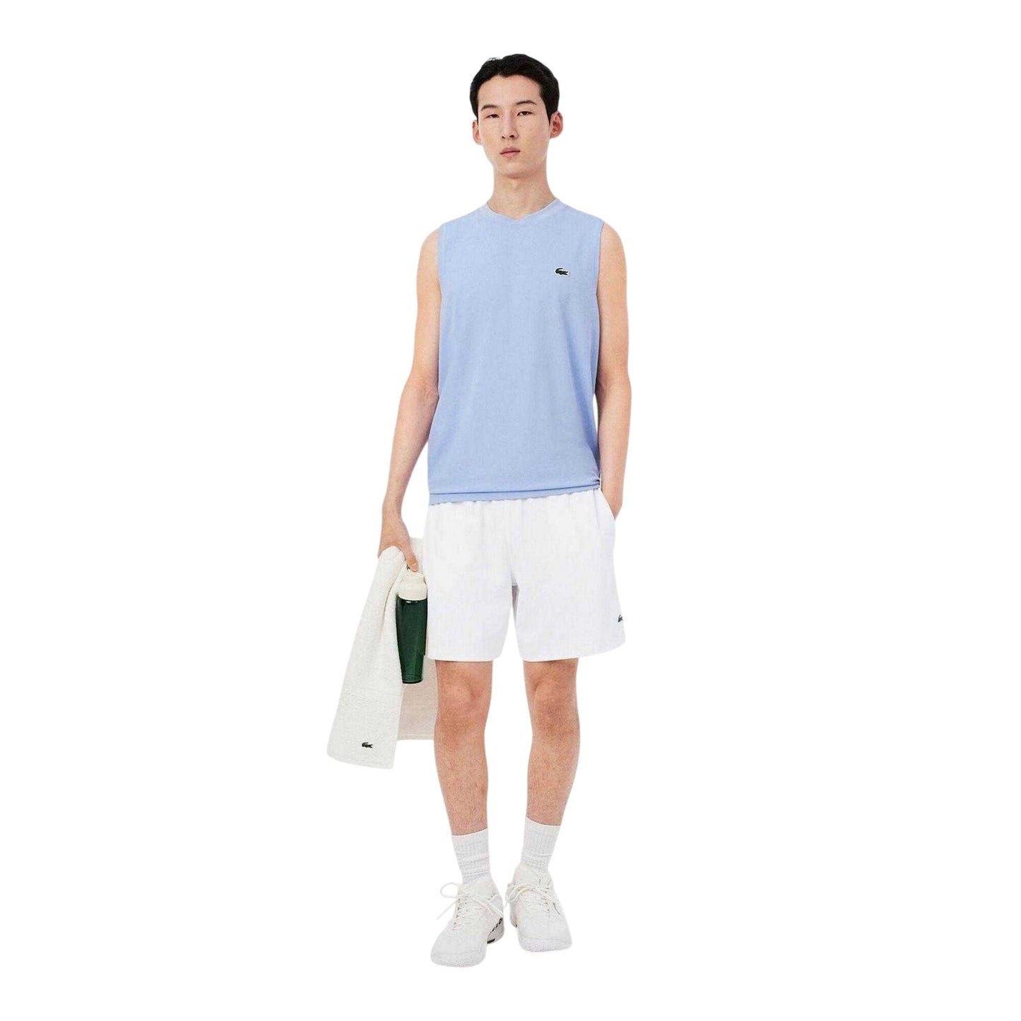 White - Side - Lacoste Mens Tech Performance Tennis Shorts