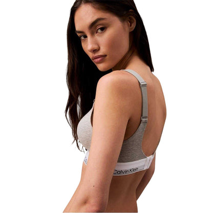Grey Heather Marl - Back - Calvin Klein Womens-Ladies Modern Cotton Blend Bralette