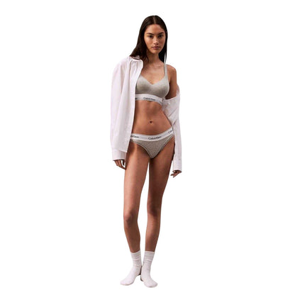 Grey Heather Marl - Side - Calvin Klein Womens-Ladies Modern Cotton Blend Bralette