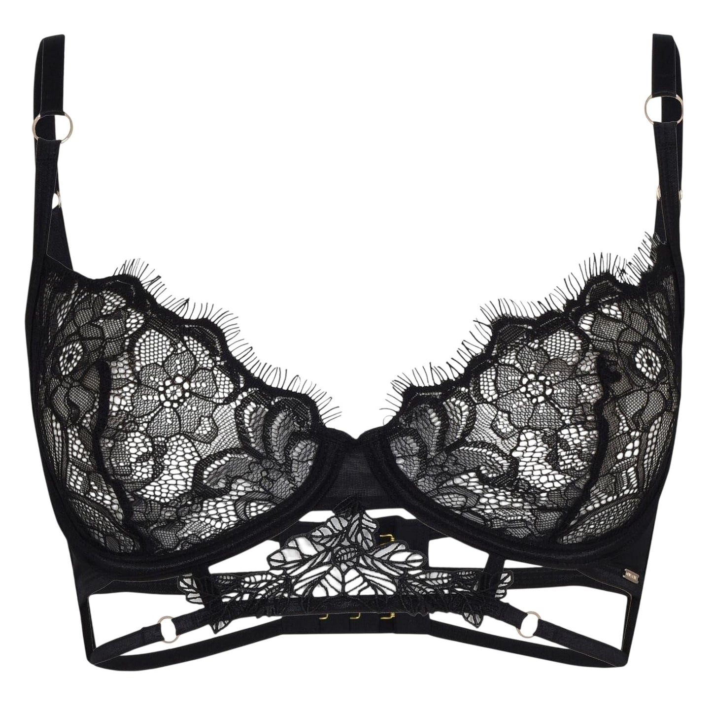 Black - Front - Bluebella Womens-Ladies Floral Bra