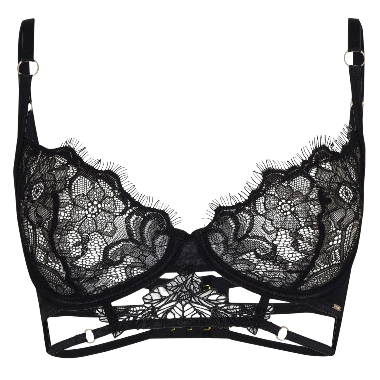 Black - Front - Bluebella Womens-Ladies Floral Bra