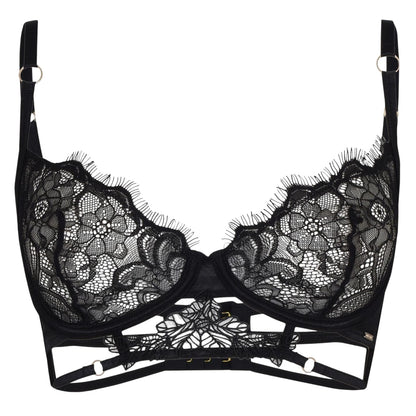 Black - Front - Bluebella Womens-Ladies Floral Bra