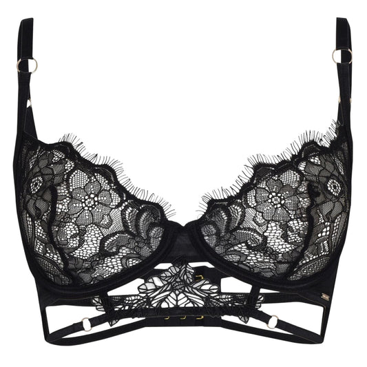 Black - Front - Bluebella Womens-Ladies Floral Bra
