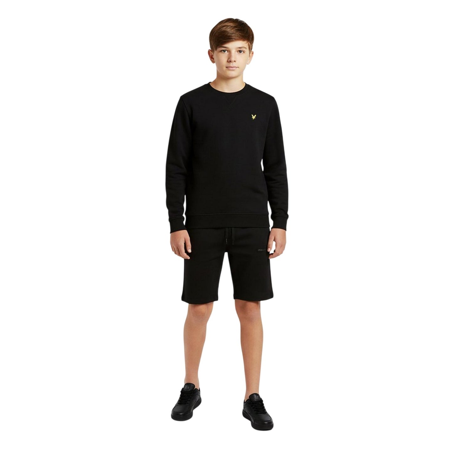 Jet Black - Side - Lyle & Scott Childrens-Kids Fleece Logo Sweat Shorts