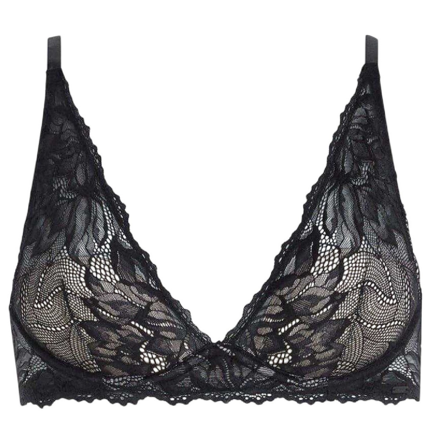 Black - Front - Calvin Klein Womens-Ladies Floral Bra