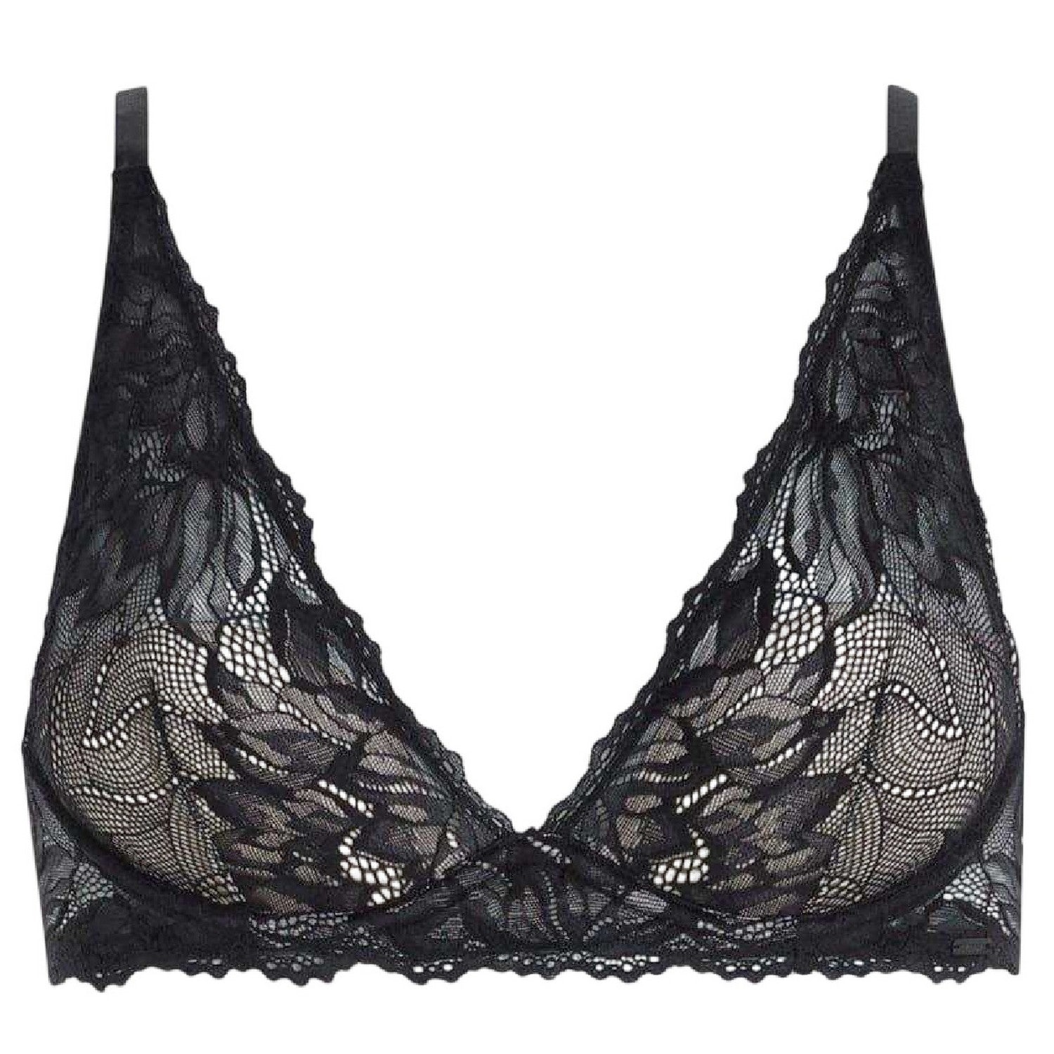 Black - Front - Calvin Klein Womens-Ladies Floral Bra