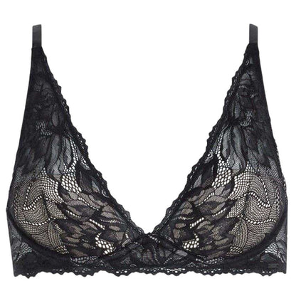 Black - Front - Calvin Klein Womens-Ladies Floral Bra