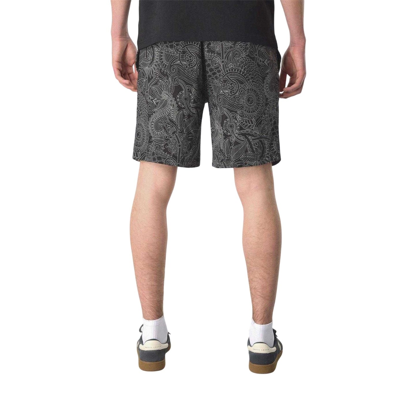 Black - Back - Pretty Green Mens Resonance Paisley Tapered Shorts